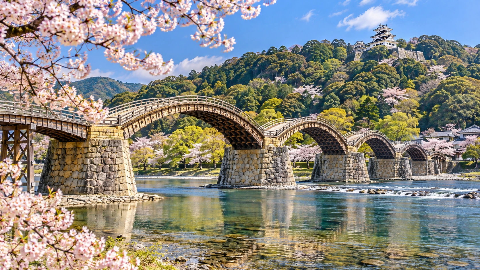 이와쿠니항 관광 풍경을 표현한 AI 생성 참고 이미지